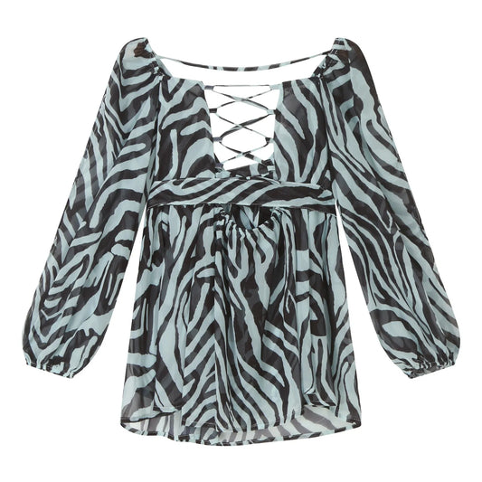 Off Shoulder Smocked Mini Dress with Voluminous Sleeves and Open Back