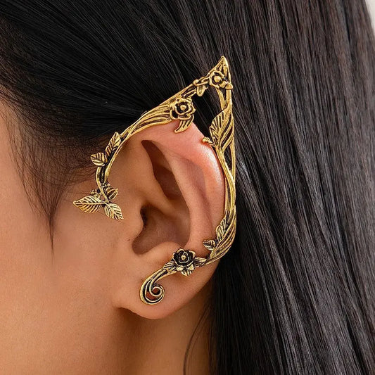 Gothic Bat Wing Ear Cuff with Chain Statement Alternative Jewelry