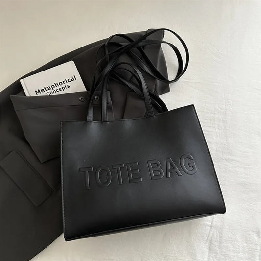 Minimal Faux Leather Tote Shoulder Bag with Structured Everyday Design