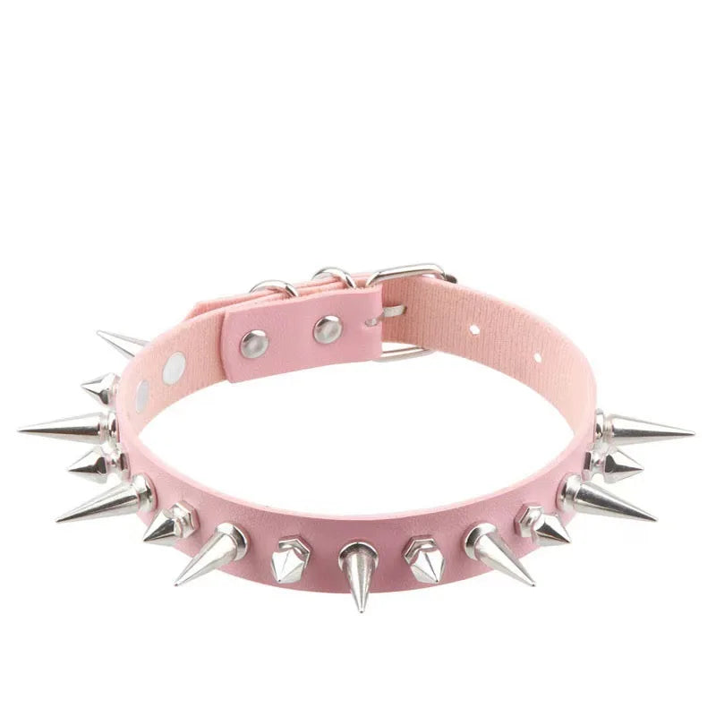 Spike Stud Choker Necklace for Punk Gothic Alternative Fashion Styling