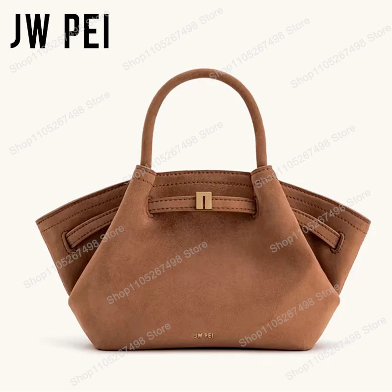 Minimalist Split Leather Hobo Tote Bag with Top Handle Everyday Work Design