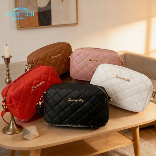 Quilted Chain Strap Saddle Crossbody Bag with Tassel Accent Design