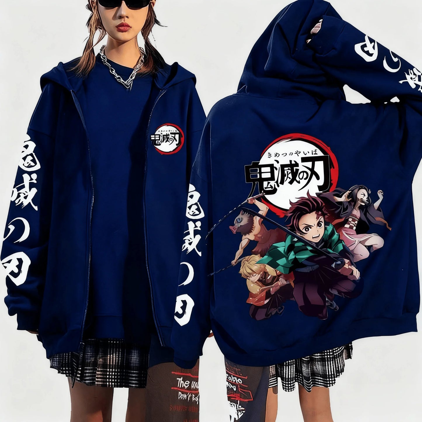 Anime-Inspired Action Streetwear Zip Hoodie with Manga Graphic Artwork