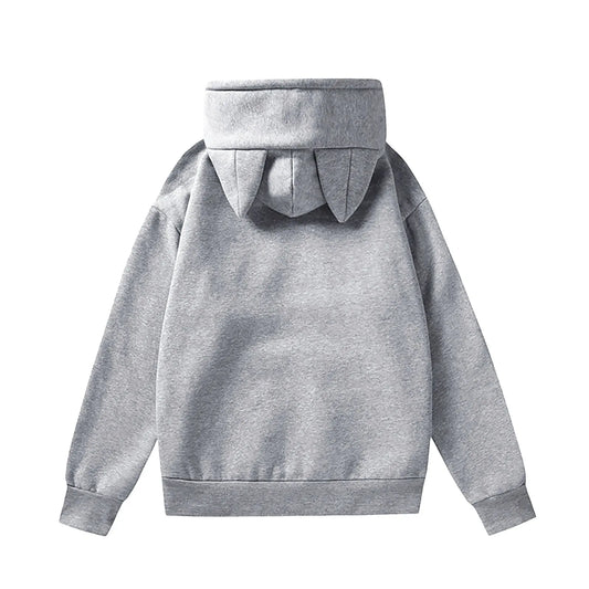 Minimalist Anime Cat Ear Hoodie with Kawaii Streetwear Aesthetic Design