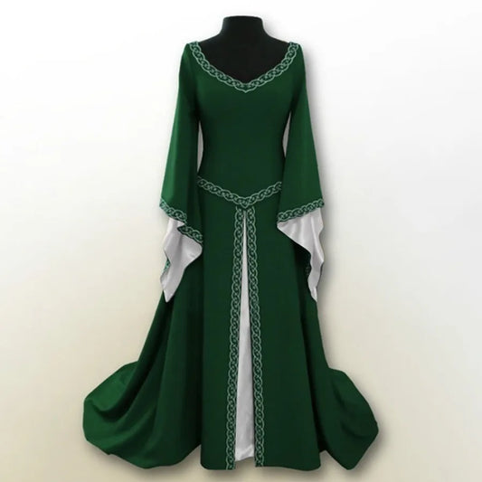 Regal Medieval Gothic Maxi Gown with Flowing Bell Sleeves