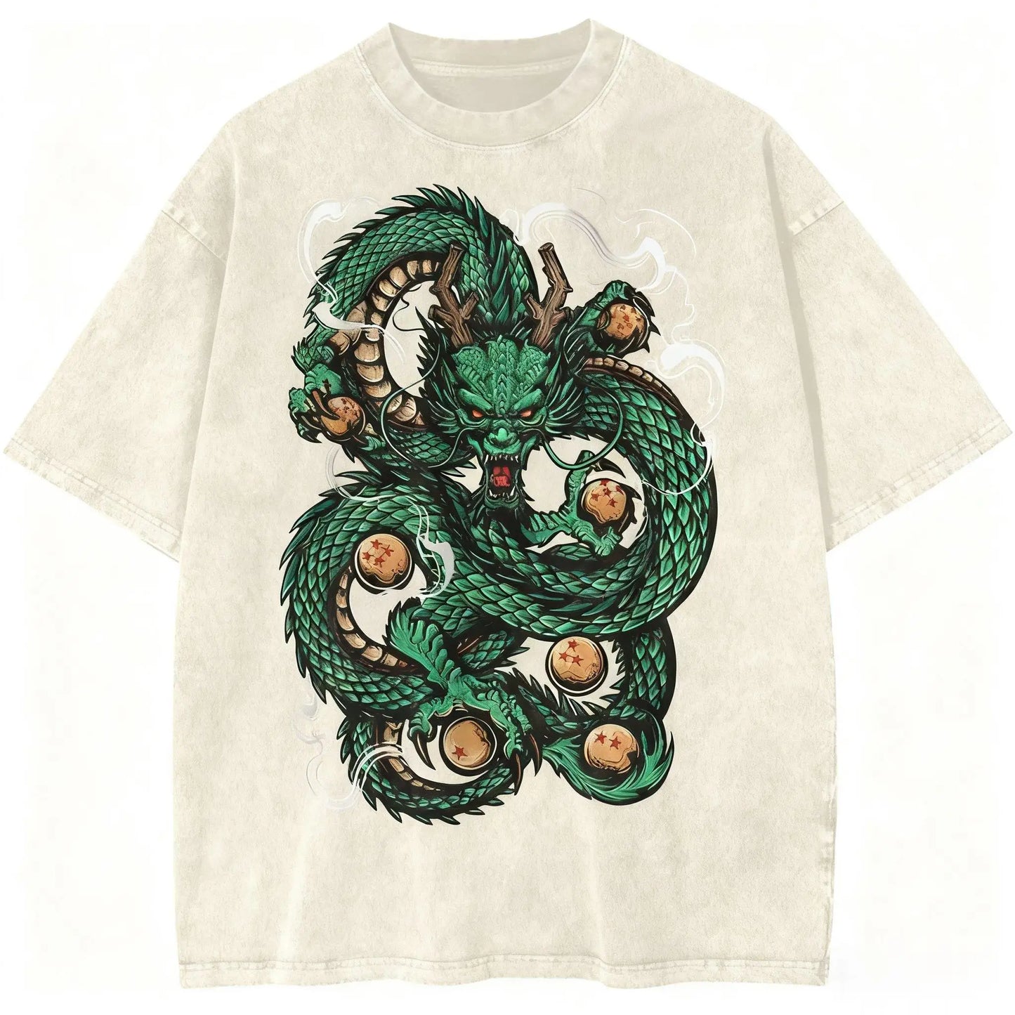 Mythic Dragon Anime Graphic Oversized Washed Cotton Streetwear T-Shirt