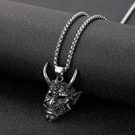 Demon Mask Pendant Necklace Gothic Punk Alternative Statement Jewelry