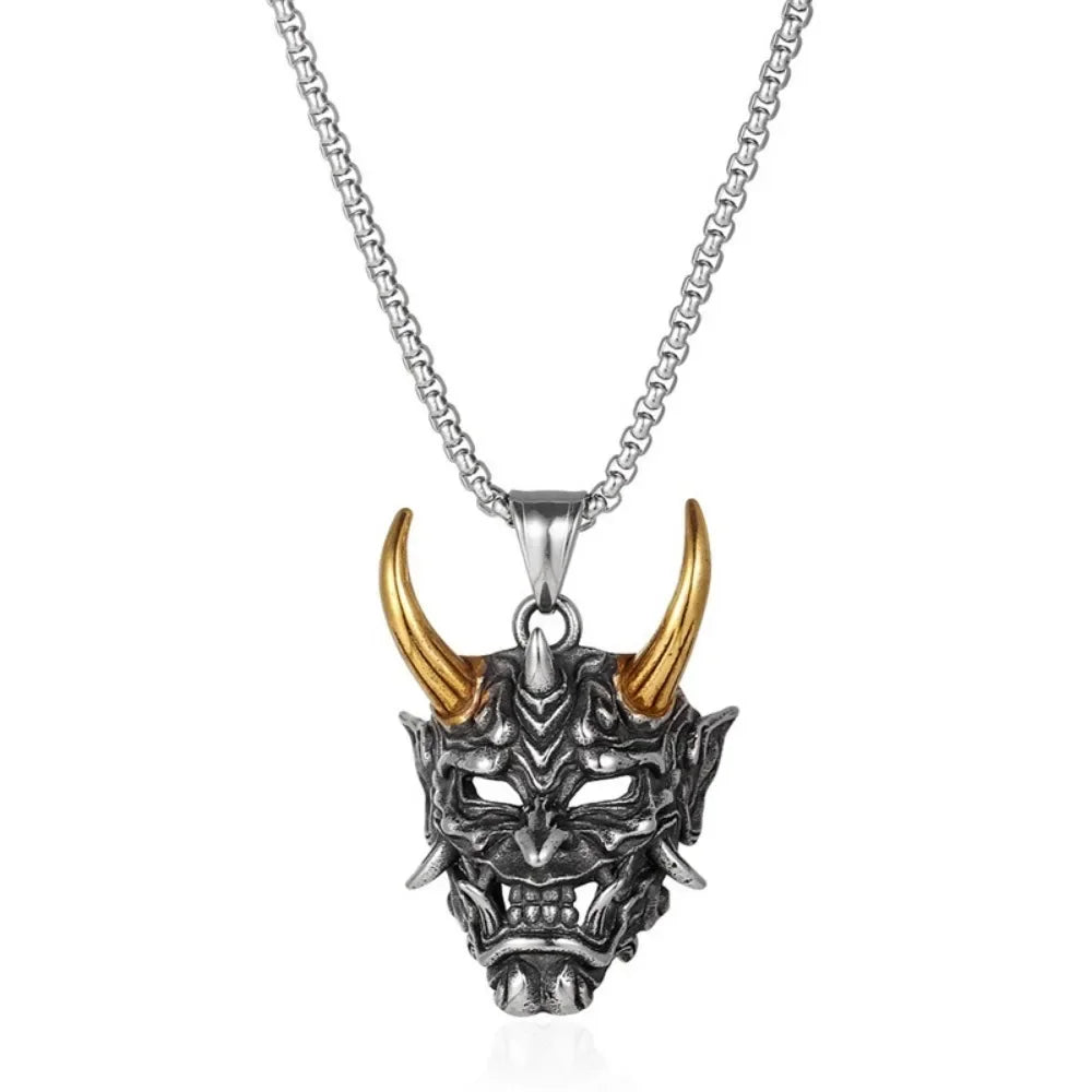 Demon Mask Pendant Necklace Gothic Punk Alternative Statement Jewelry