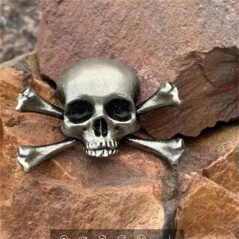 Vintage Gothic Skull and Crossed Sword Brooch for Alternative Styling