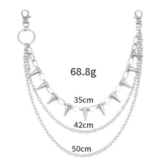 Layered Spike Chain Belt Accessory for Punk, Grunge and Gothic Outfits