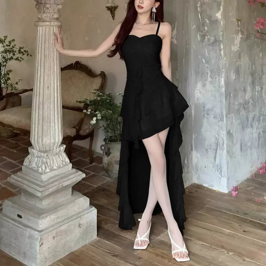 Layered Ruffle Gothic Mini Dress with Alternative Streetwear Aesthetic