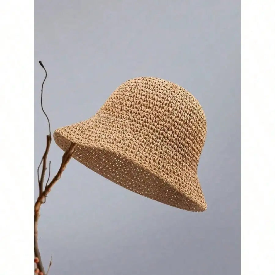 Women's Woven Bucket Sun Hat with Textured Design for Casual Beach and Vacation Wear