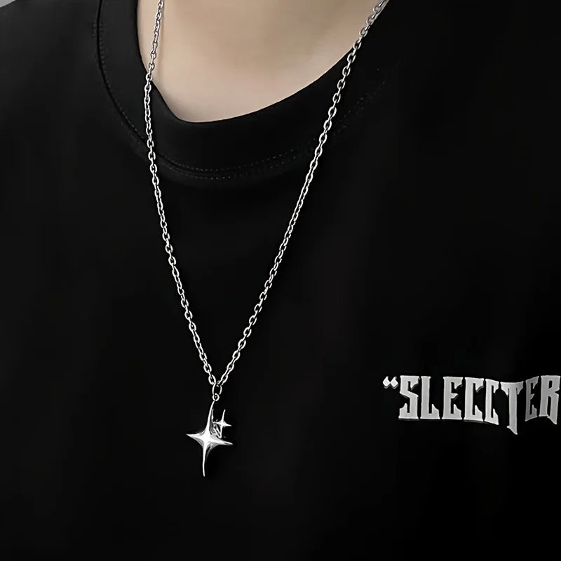Y2K Star Pendant Necklace Celestial Alternative Fashion Statement Jewelry