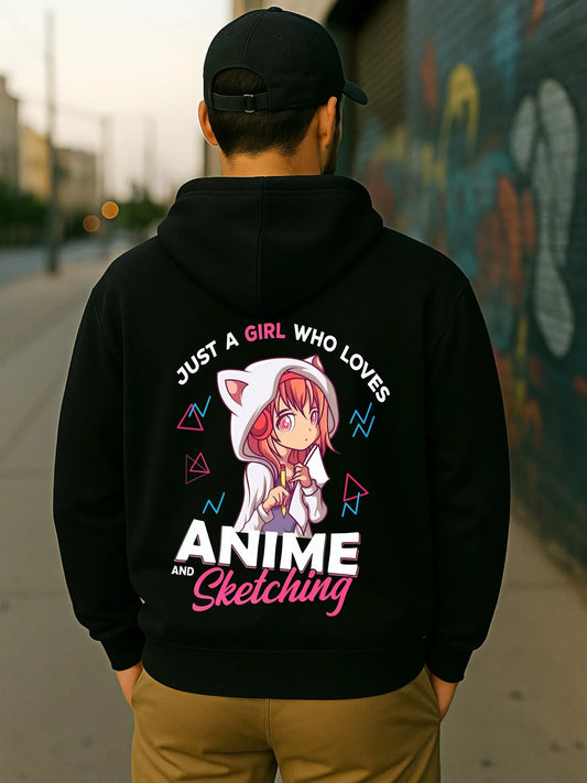 Anime Graphic Oversized Hoodie with Manga Streetwear Girl Illustration