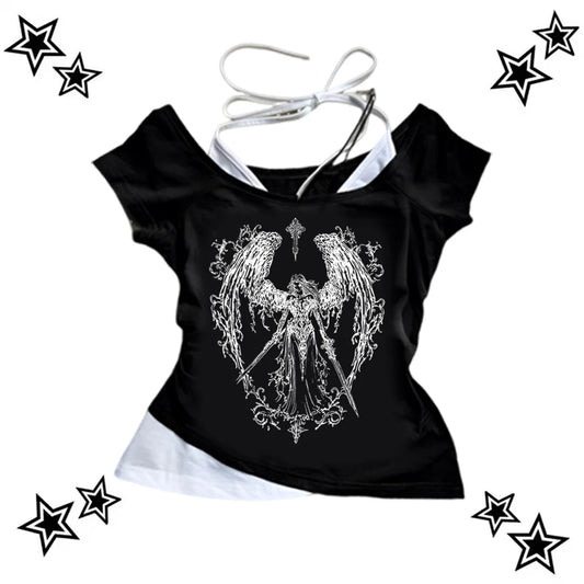 Lace Up Corset Crop Top with Strappy Design and Alternative Styling