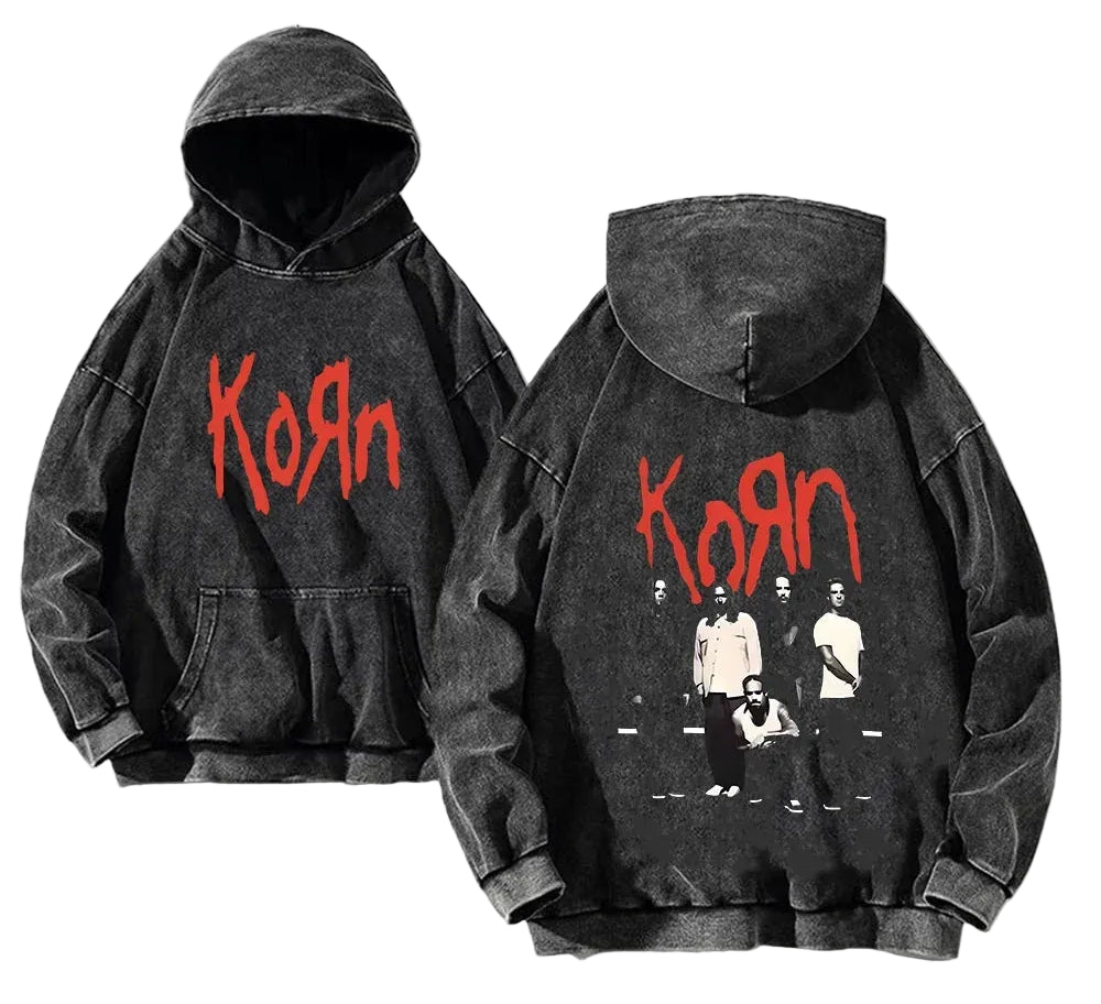 Oversized Gothic Anime Hoodie With Vintage Distressed Streetwear Style