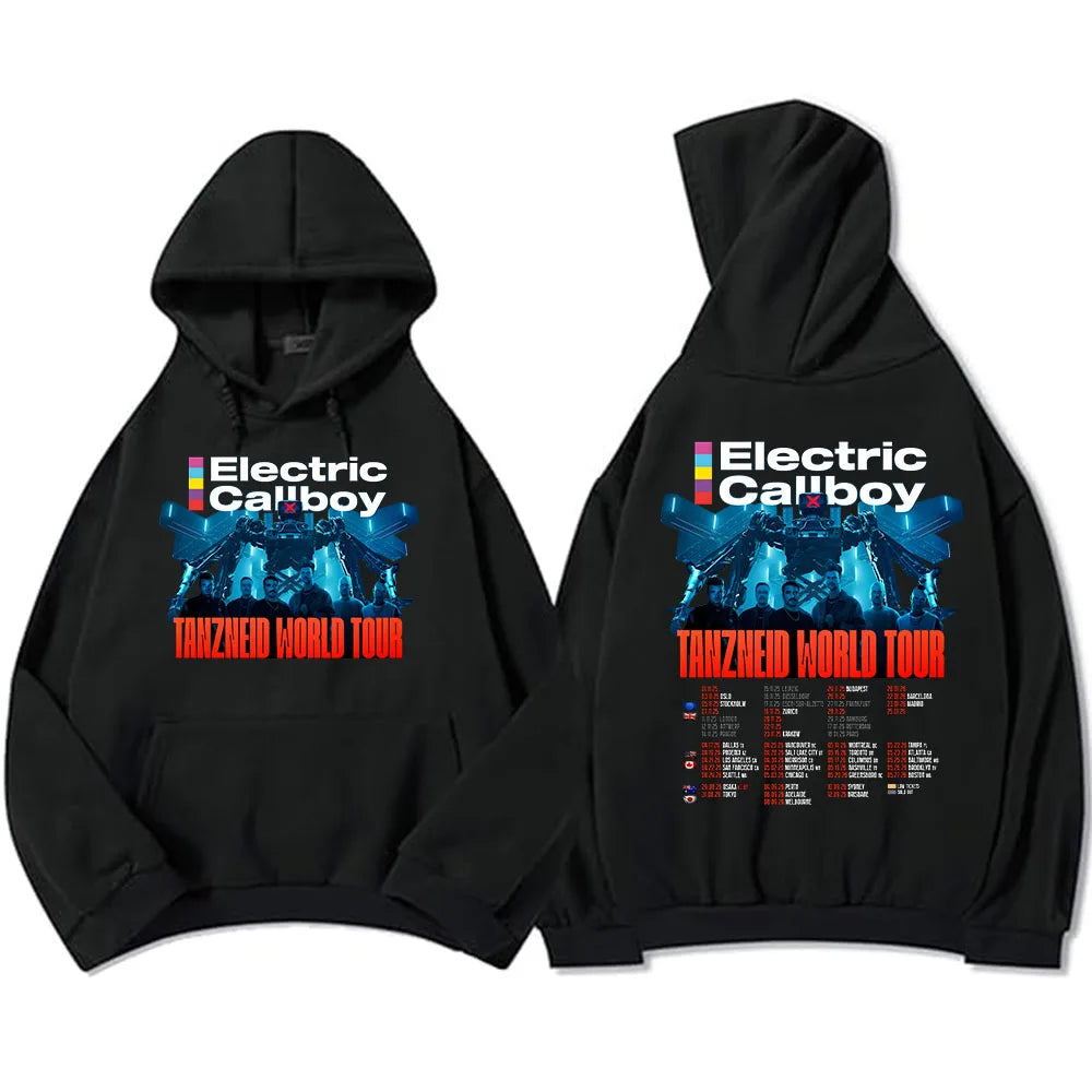 Vintage Tour Style Graphic Hoodie with Relaxed Streetwear Fit and Back Print