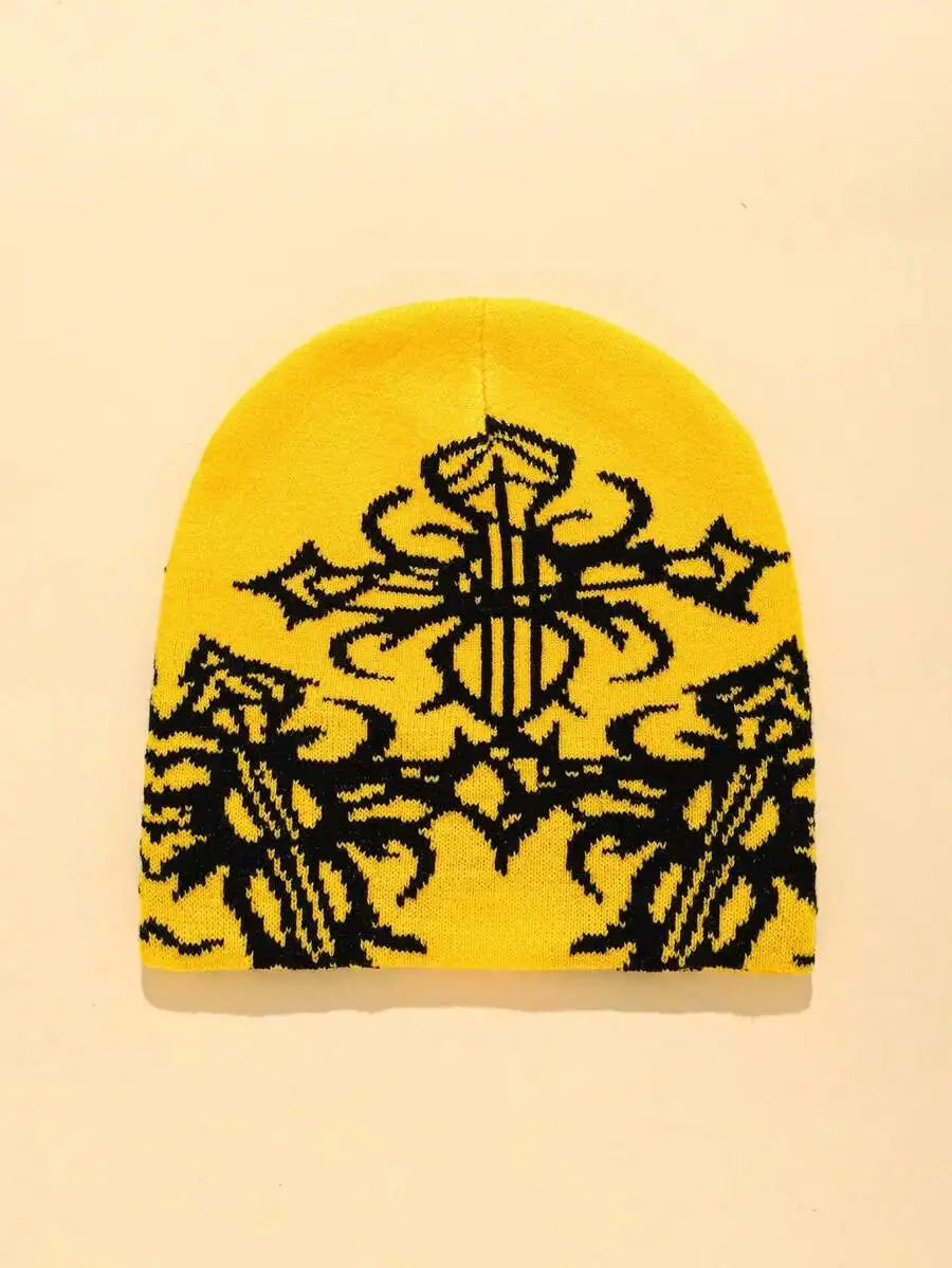 Modern Geometric Pattern Acrylic Knit Beanie for Everyday Streetwear and Casual Cold Weather Style