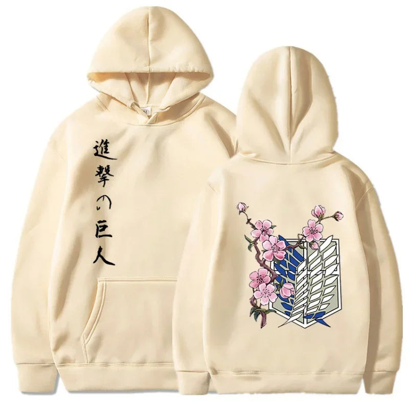 Anime Manga Hoodie With Minimalist Japanese Streetwear Floral Graphic Design