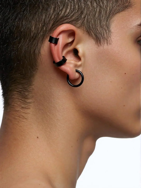 Triple Ear Cuff Clip Set for Punk Gothic Alternative Fashion Styling