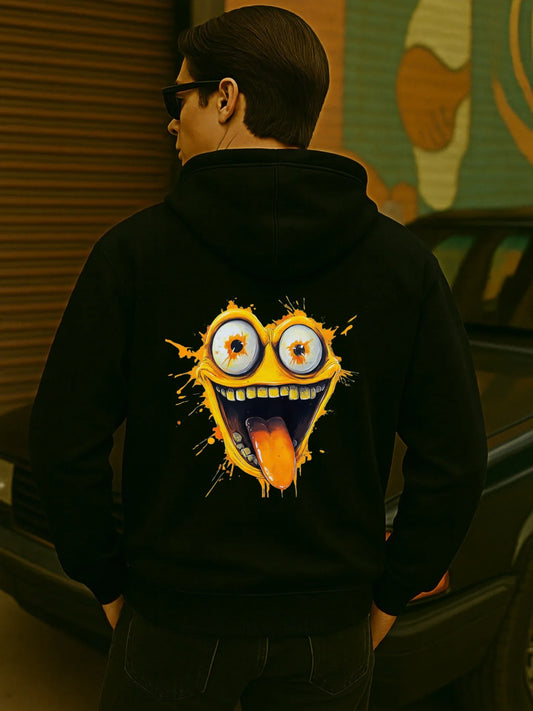 Anime-Inspired Monster Face Hoodie with Retro Manga Streetwear Aesthetic