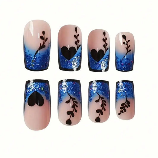 Butterfly Silhouette Press On Nails with Gothic Fantasy Gradient Artwork