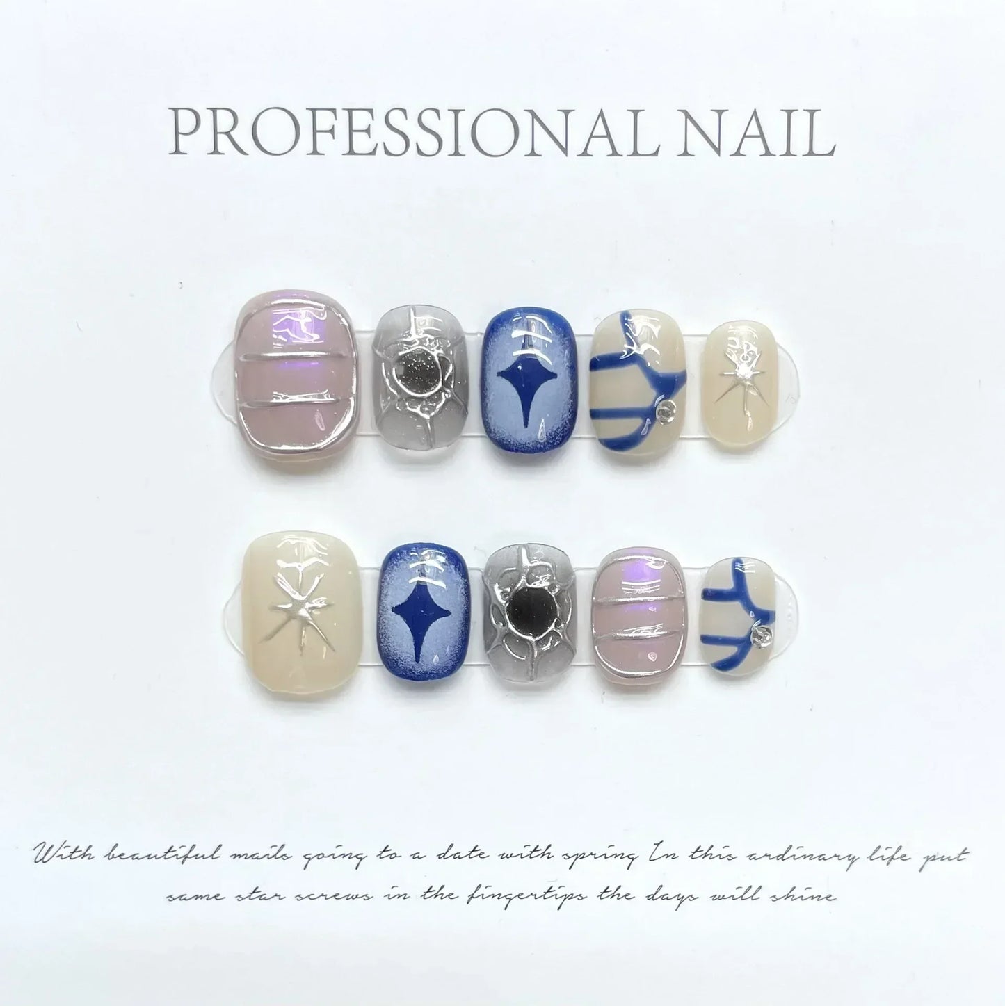 Celestial Gothic Press On Nails with Alternative Charm Inspired Artwork