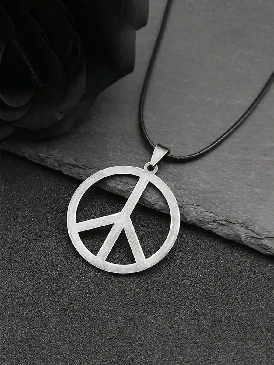 Vintage Peace Symbol Pendant Necklace for Retro Alternative Fashion Styling