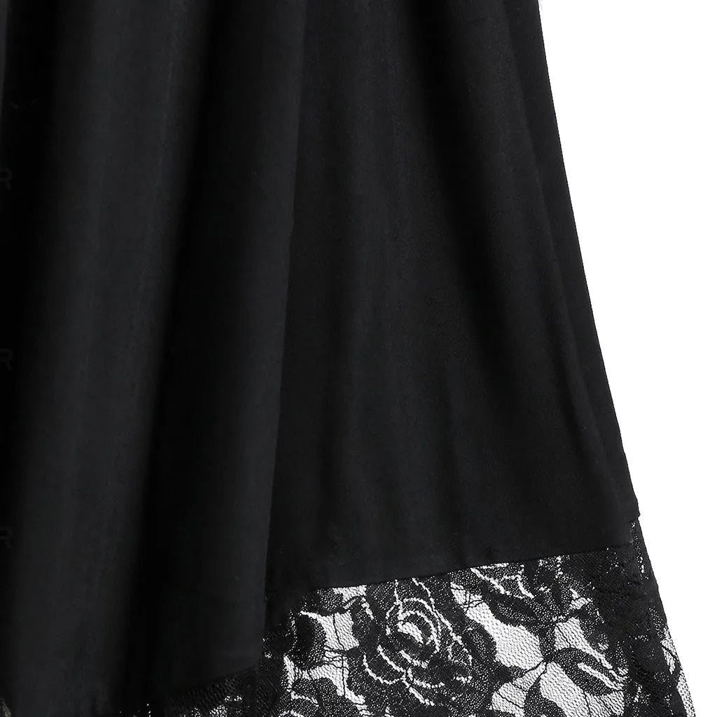 Strappy Gothic Lace Hem Maxi Dress With Alternative Dark Romantic Aesthetic