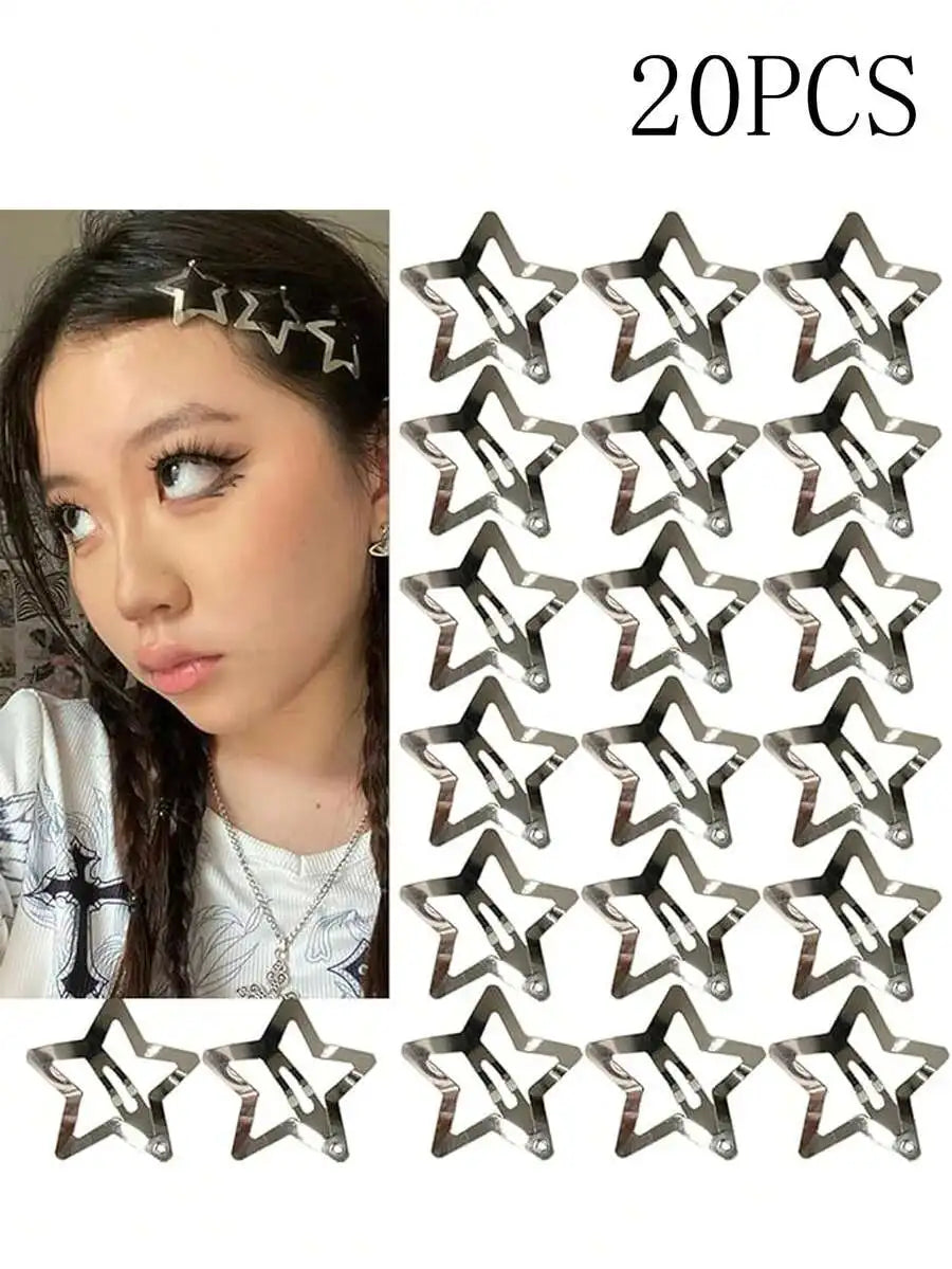 Y2K Star Hair Pin Set Celestial Alternative Fashion Accessories