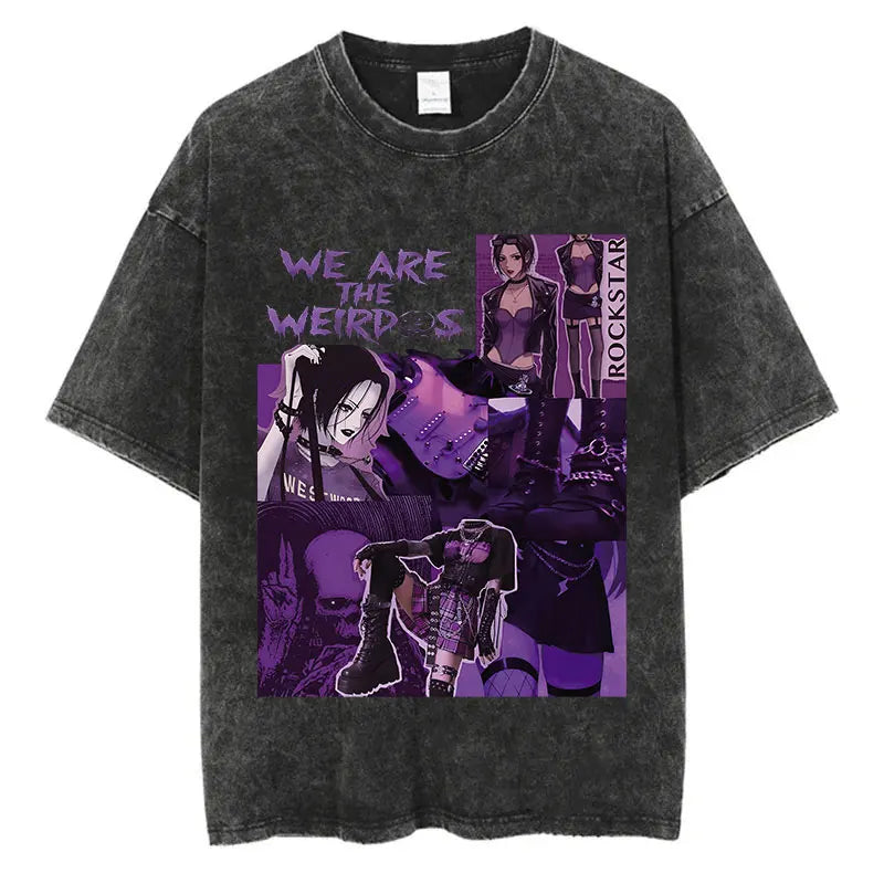 Dark Anime Goth Oversized Alternative Streetwear Graphic Washed T-Shirt