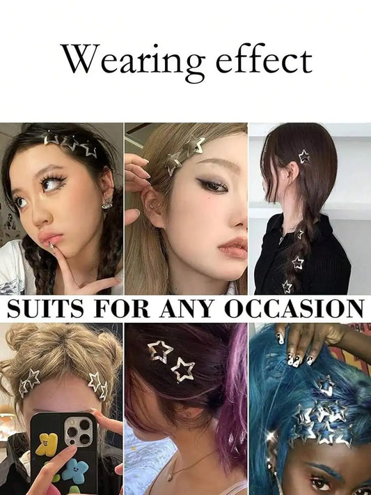 Y2K Star Hair Pin Set Celestial Alternative Fashion Accessories