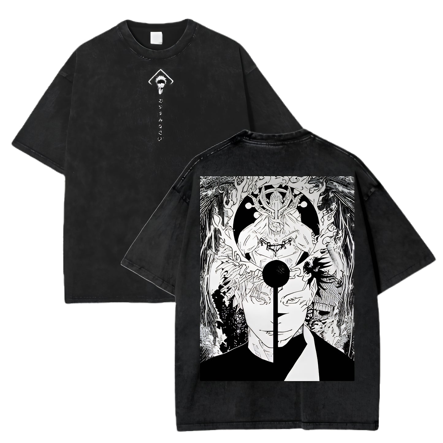 Anime Eclipse Wolf Graphic T-Shirt with Gothic Manga Streetwear Artwork