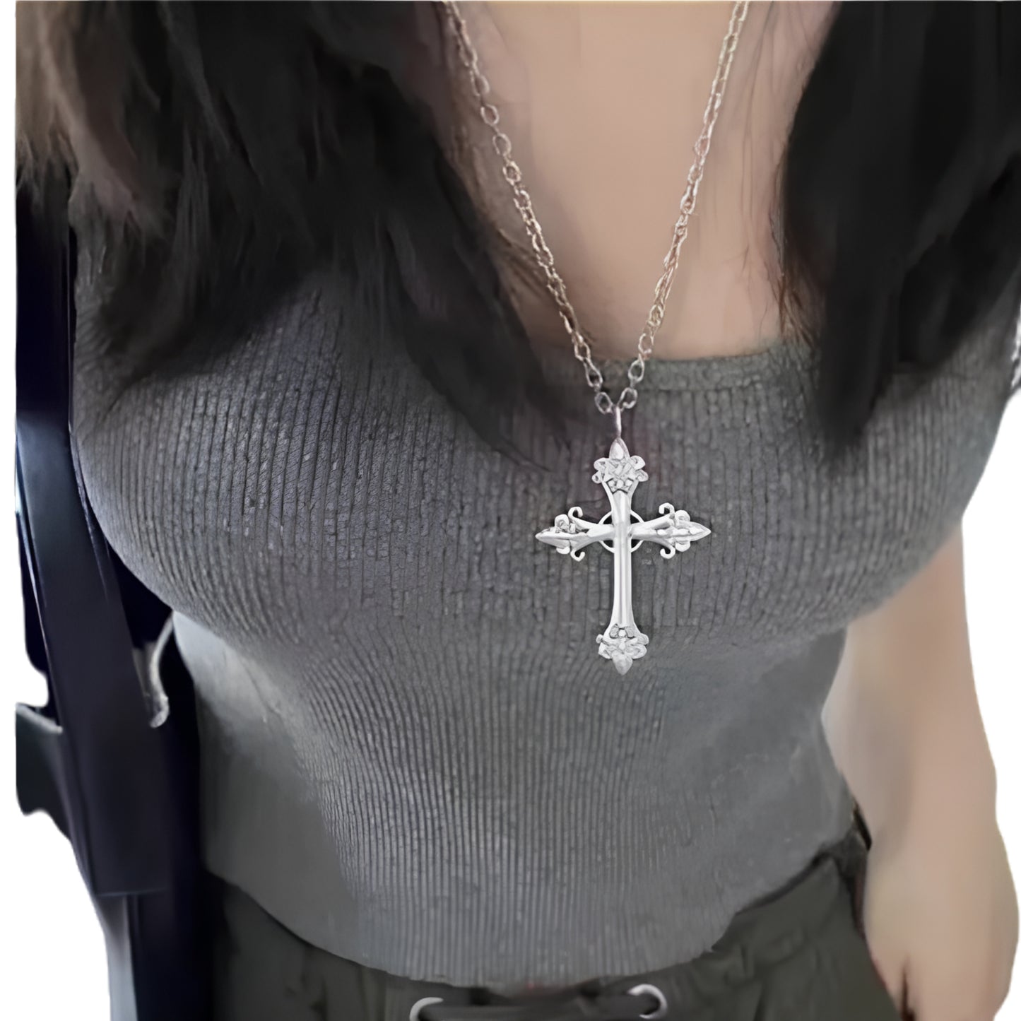 Vintage Cross Pendant Necklace for Gothic Grunge Alternative Fashion Styling
