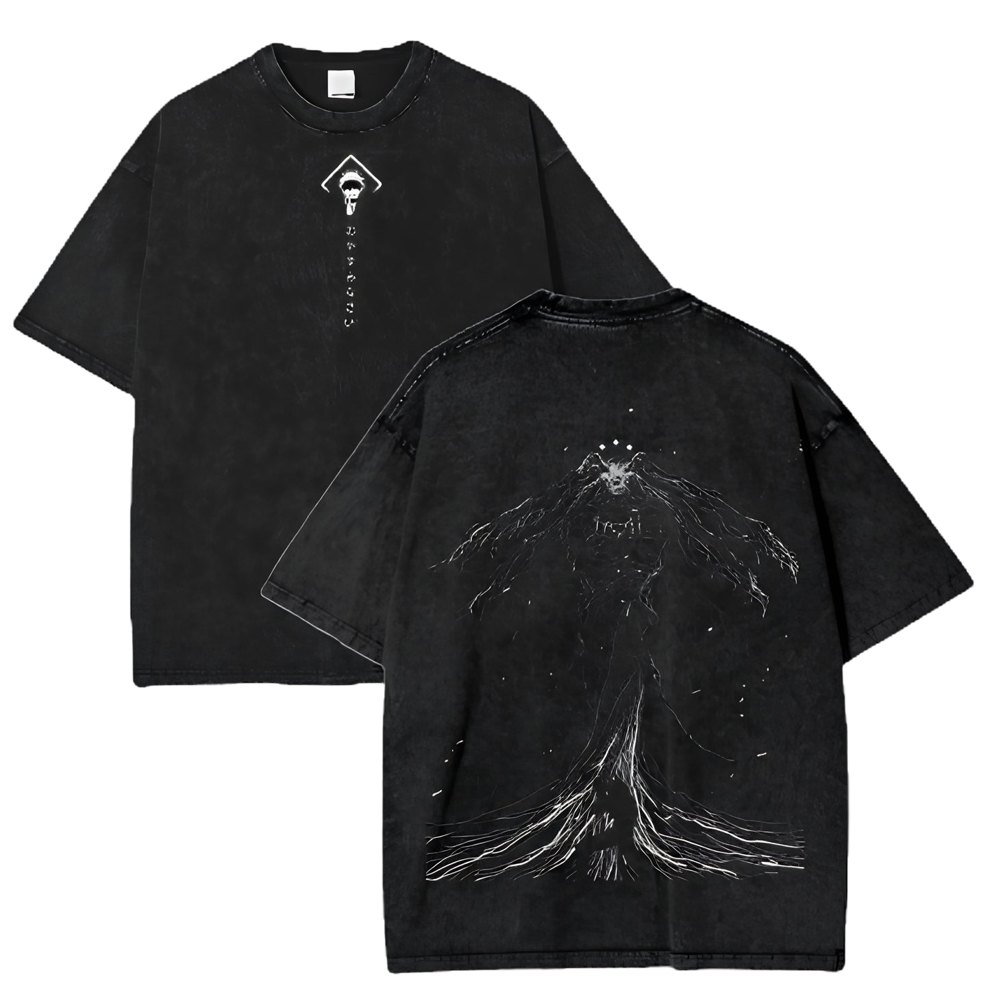 Dark Anime Phantom Graphic T-Shirt with Gothic Manga Streetwear Artwork