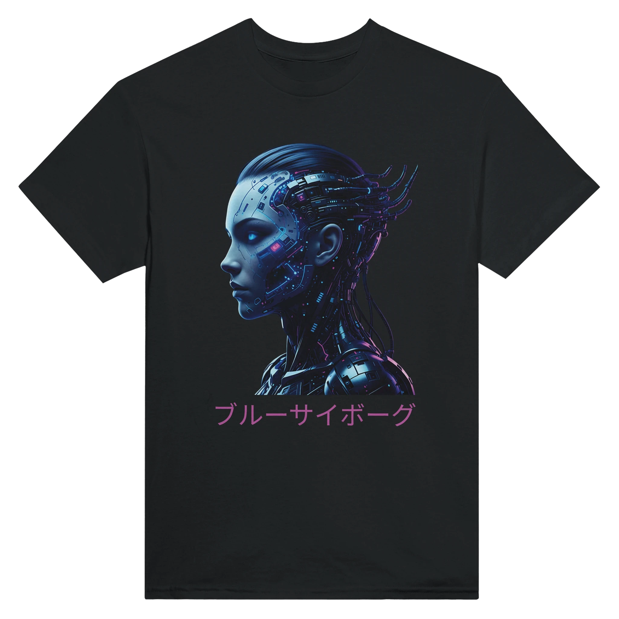 Blue Cyborg T-Shirt – Futuristic Neon Streetwear