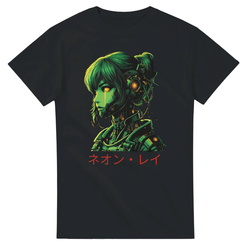 Neon Rae Cyborg Warrior T-Shirt: Sci-Fi Cyberpunk Apparel