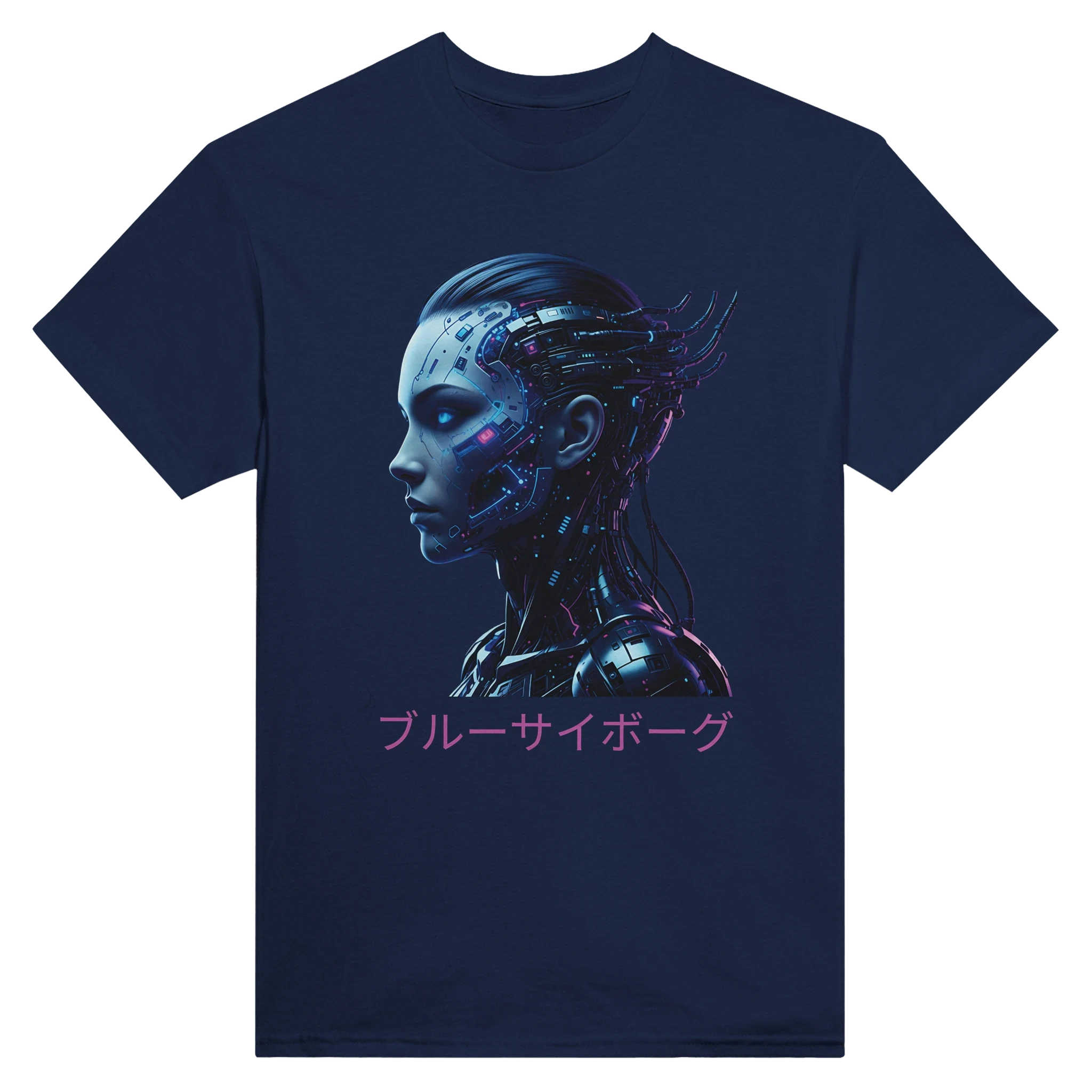 Blue Cyborg T-Shirt – Futuristic Neon Streetwear