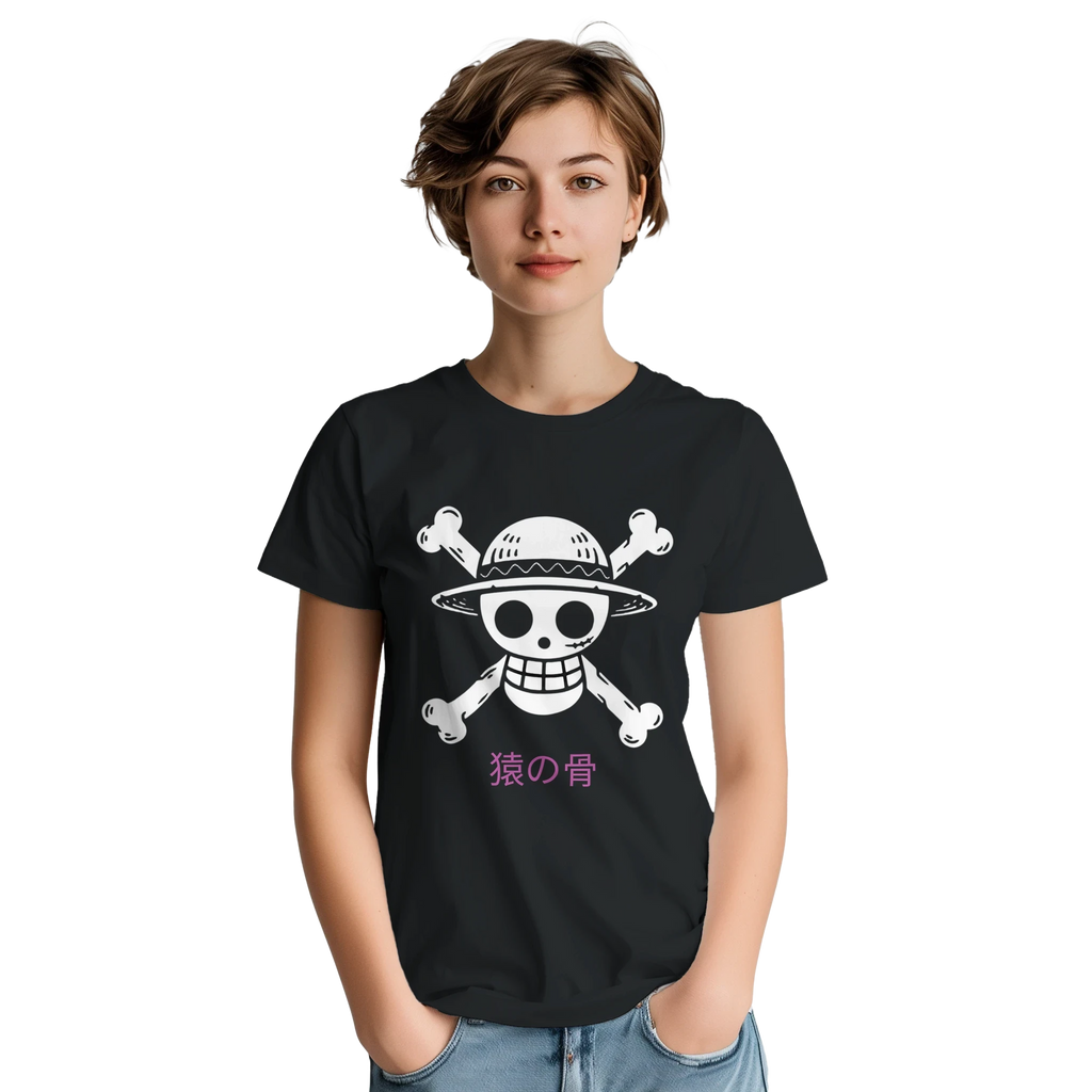 Monkey Bones - One Piece-Inspired T-Shirt   Japanese script says "Monkey Bones"