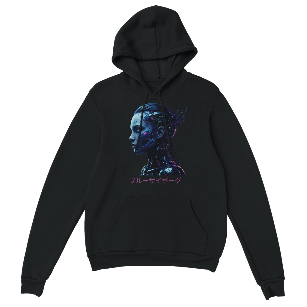 Blue Cyborg Hoodie – Futuristic Neon Streetwear