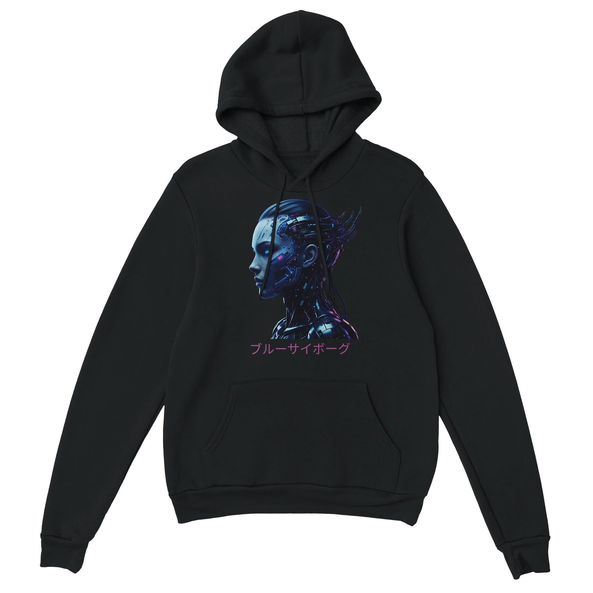 Blue Cyborg Hoodie – Futuristic Neon Streetwear