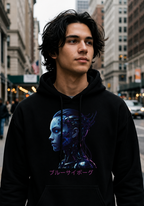 Blue Cyborg Hoodie – Futuristic Neon Streetwear