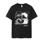 Emotional Sketch Anime Graphic Oversized Cotton Casual Streetwear T-Shirt