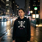 Monkey Bones - One Piece-Inspired Hoodie   Japanese script says "Monkey Bones"