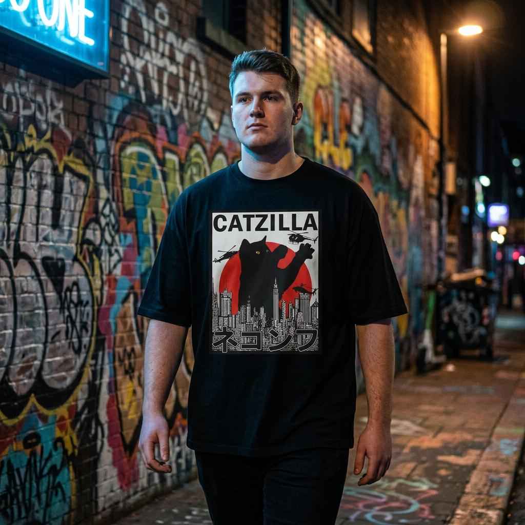 CatZilla City Attack Oversized T-Shirt – Urban Kaiju Streetwear