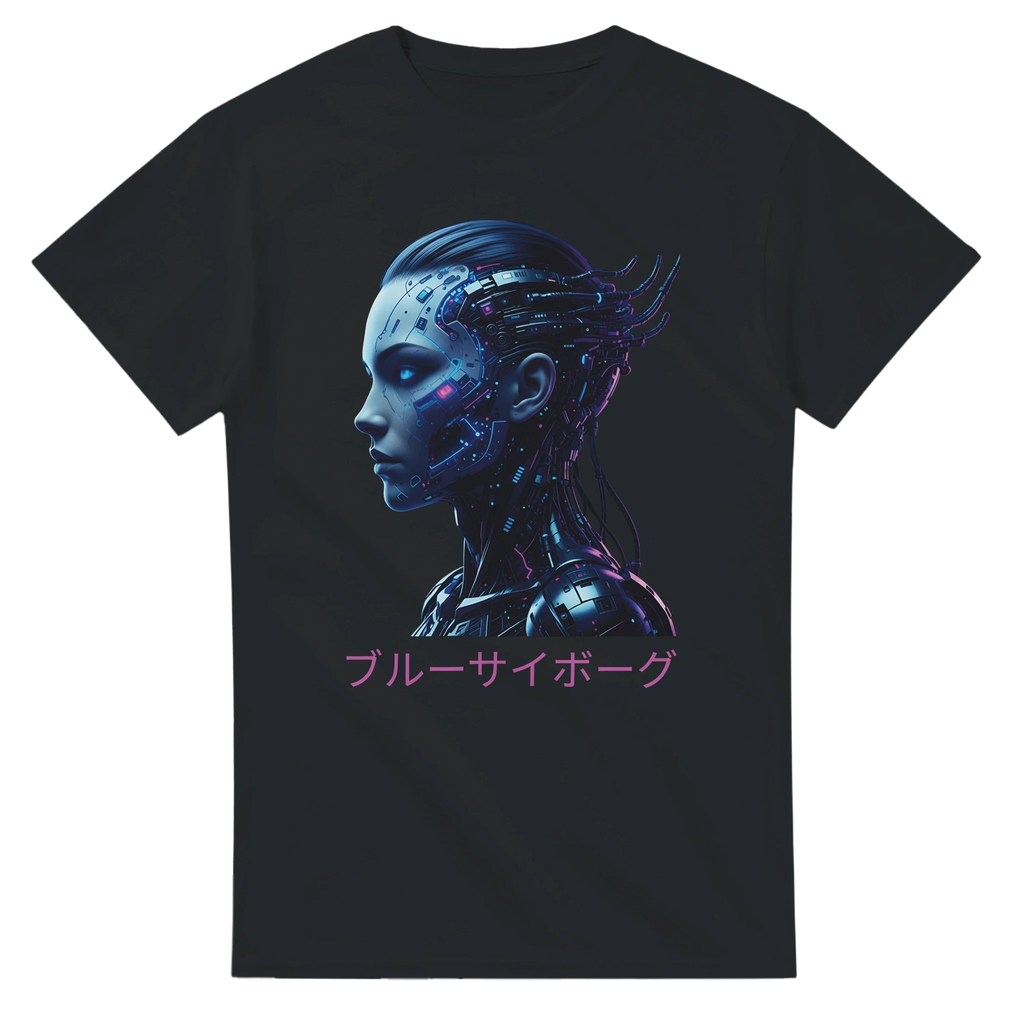 Blue Cyborg T-Shirt – Futuristic Neon Streetwear