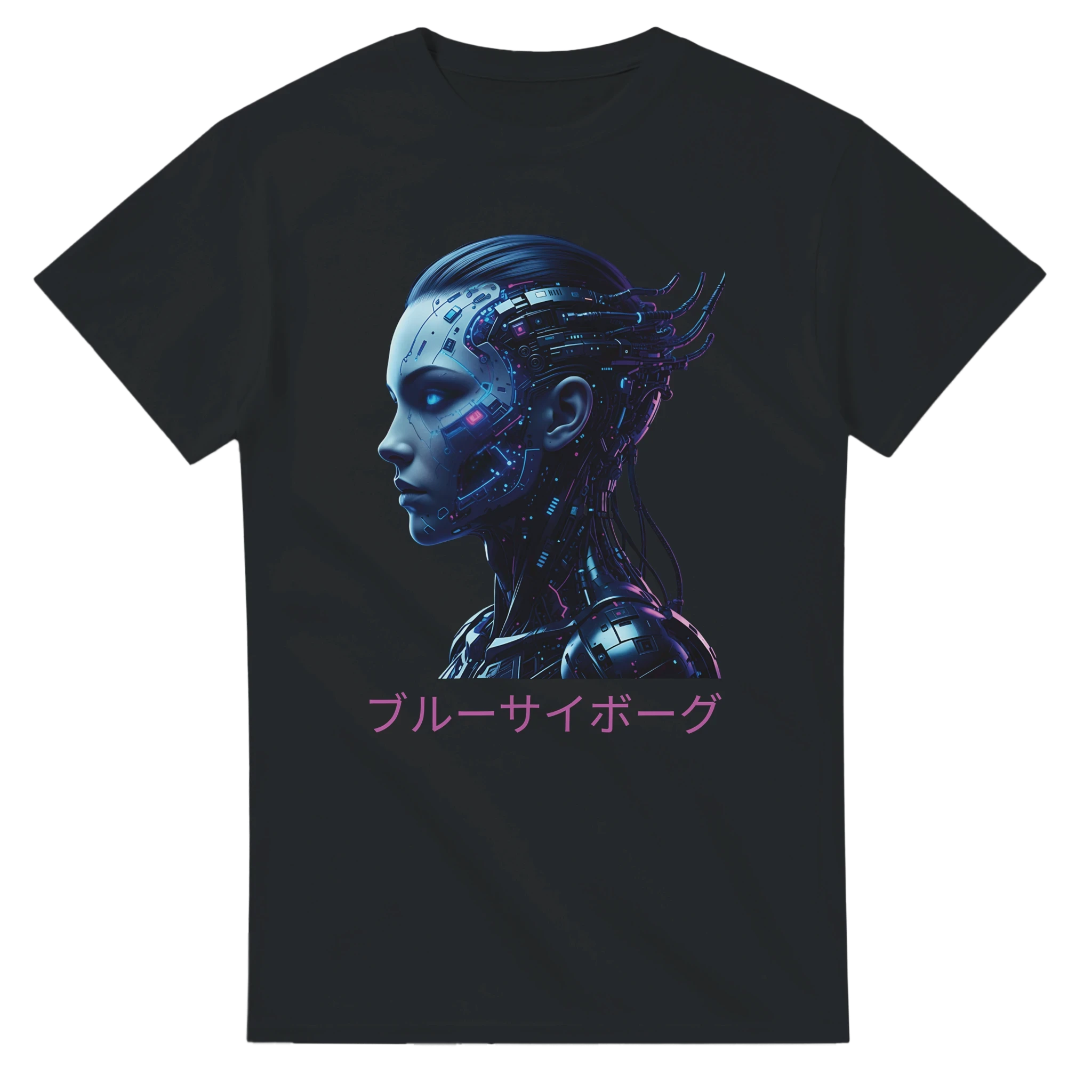 Blue Cyborg T-Shirt – Futuristic Neon Streetwear