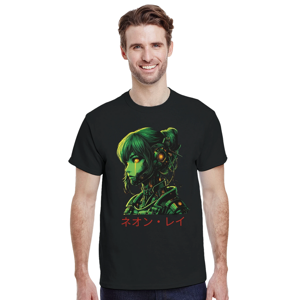 Neon Rae Cyborg Warrior T-Shirt: Sci-Fi Cyberpunk Apparel