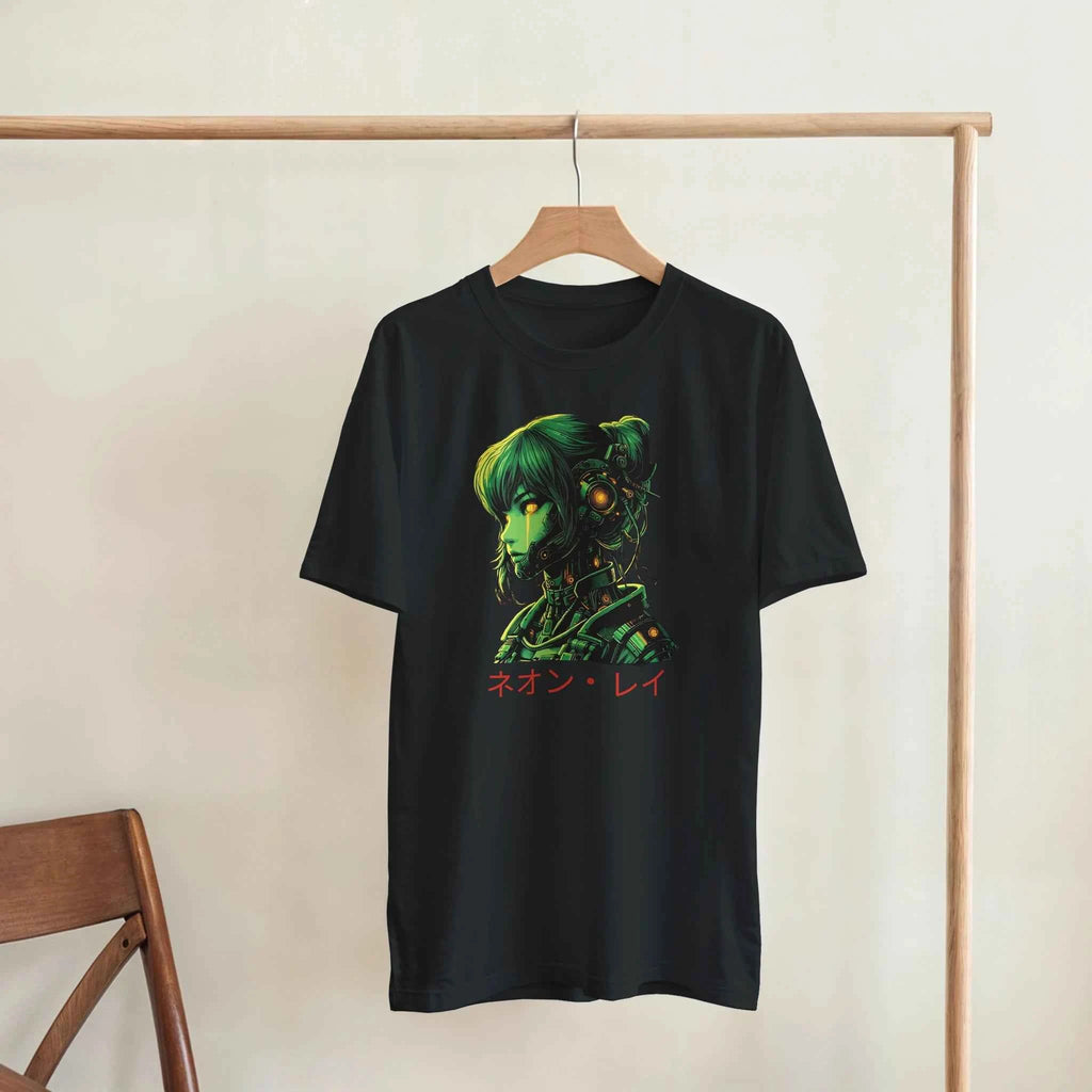 Neon Rae Cyborg Warrior T-Shirt: Sci-Fi Cyberpunk Apparel