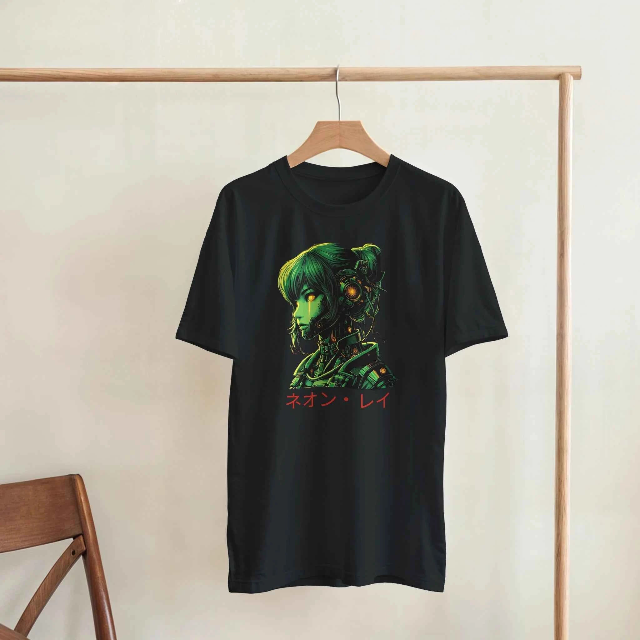 Neon Rae Cyborg Warrior T-Shirt: Sci-Fi Cyberpunk Apparel